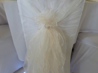 ivory hood and ruffle over chair cover