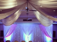 Trieste starlight backdrop with pink side panels and ceiling drapes